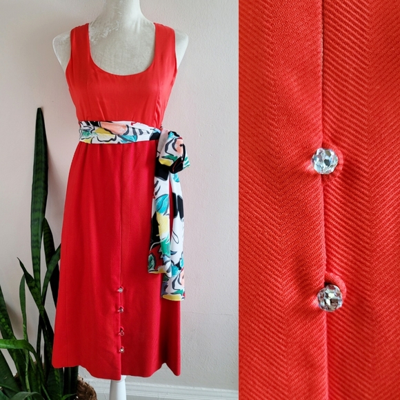 Vintage Dresses & Skirts - VTG 60s Mod Tangerine Disco Ball Dress